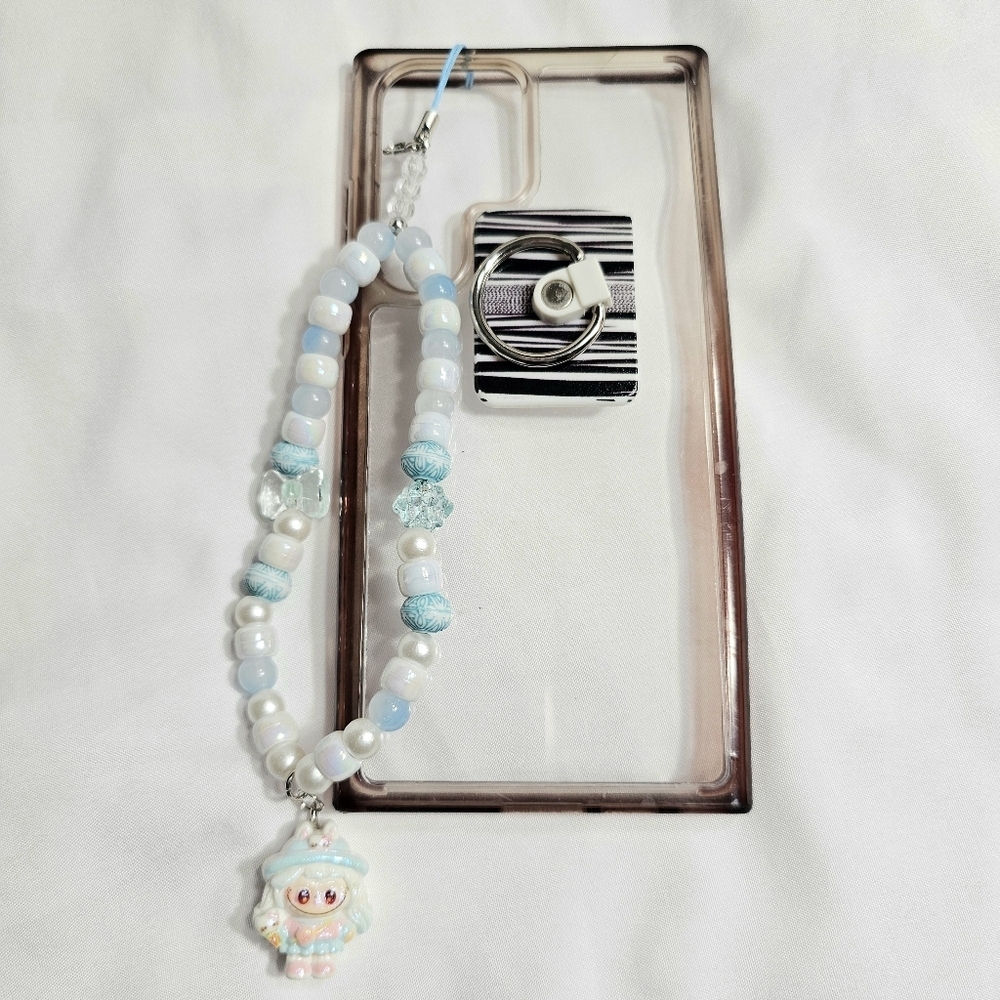 Cute Pastel Purple Girly Dainty Elegant Beaded Labubu Phone Charm or Wrist Strap - Picture 5 of 8